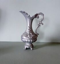 Zinn Vase mit Henkel und Blumendekor 95-100 Zinn Krug alt Zinn Kanne Vintage