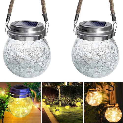 Led glas solarlaterne - 2x,