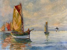 ÖLGEMÄLDE SCHIFFE AUF OFFENER SEE SIGNIERT OTTO SEITZ