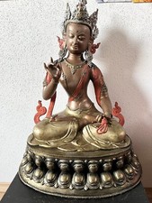 Tara-Buddha-Statue mit Karana-Mudra & Schlinge. Bronze 43cm