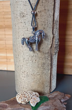 Halskette mit großem Anhänger Pferd Silber Farbe (211)