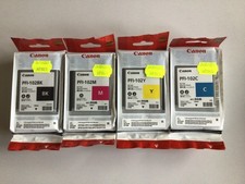 Original Canon PFI-102 Tintenpatronen Set Black Cyan Magenta Yellow (MHD 2024)