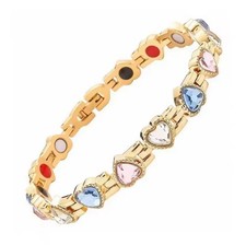 Armband Magnet Metall Goldfarben Bunte Zirkonia Elemente Damen Modeschmuck