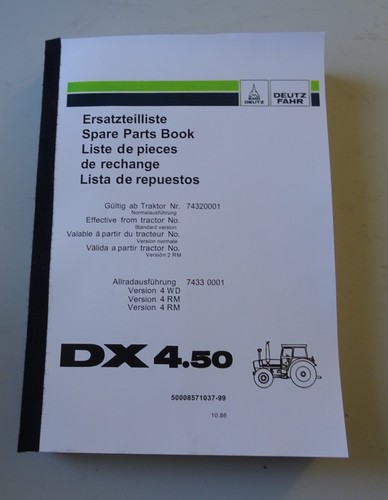 Ersatzteilliste deutz 50 - deutz, dx