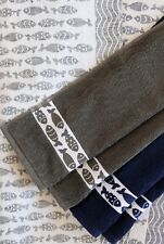 Kracht Geschirr-Küchen-Trockentuch "Little fish" Blau Grau Halbleinen Baumwolle