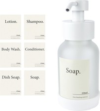 Designfabrik Glas Seifenspender 250ml Weiß/Frost Edelstahl Küche Bad Modern