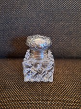 Tintenfaß antik Silberdeckel Handarbeit innenvergoldet Adelsmonogramm J Krone