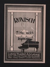 LEIPZIG, Werbung 1914, Ludwig Hupfeld AG Rönisch Piano Flügel