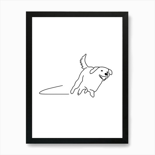 Hund läuft linie zeichnung - hund,