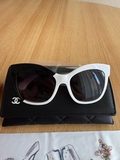 Chanel Damen Sonnenbrille Schwarz-Weiß