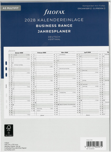 Filofax kalendereinlage din - kalendereinlage, a5