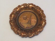 Wandteller Souvenir Teller  kupferfarben Metall Paris Tour Eiffel Eiffelturm Ø c