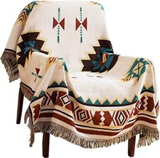 Extra großer aztekischer Überwurf - Navajo Sofa Decke mit Quasten, 100 % handgewebt, Boho