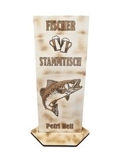 Stammtisch Aufsteller Schild Holz Deko Geflammt Holzschild Fischer Petri Heil