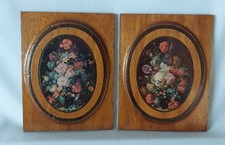 2 Vintage Holz Bilder Vintage Shabby Chic, Holz Tafeln 14,5x19cm Blumen
