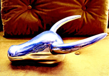 NEU UND VERPACKT Vintage Aluminium Wandbild hängend gehörnter Stierkopf Skulptur/Wandbehang