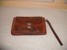 Herren Handgelenktasche Herrentasche Tasche braun echt Leder