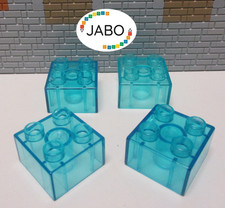 ( B 8 ) LEGO Duplo  4 Steine Transparent  hellblau 2x2