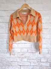 Zara Damen Pullover Strickpullover Oberteil Gr.M D36 Kurz Beige Orange 