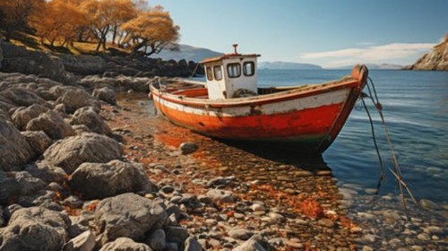 Wandbild boot der - boot, an
