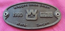 original Waggonschild  Waggon Union  Siegen 1980