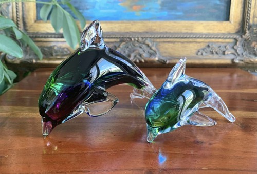 Glasfigur delfin set - set, skulptur