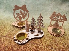  3 Kerzenhalter - Teelichter - Winterwald - Pyramide  Holz 