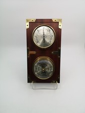 Barometer & Thermometer, Messing auf Mahagoni, Wandbarometer, 27 × 14 cm, funkti