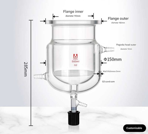 500ml glasreaktor doppelwand - glasreaktor,