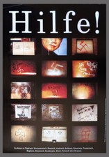 Hilfe! Arabisch, Hindi, Deutsch usw. Grafik  Butzmann Berlin Plakat 84x59cm P966