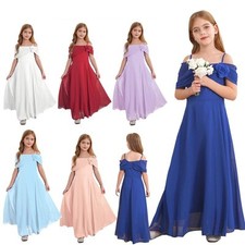 DE Mädchen Kleid festlich Langes Blumenmädchenkleider Hochzeits Party Festkleid