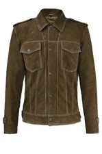 Herren Echt Wildleder Leder Promi John Lennon Gummi Seele Mantel Jacke