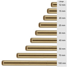 Gewinderohr M10x1 Gewinderöhrchen Messing lampen fassung 12mmØ - 100mmØ