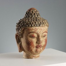Antiker Buddha-Kopf Skulptur