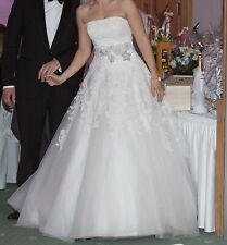 Brautkleid 36 38 40 mit Spitze Ivory Corsage Schleppe