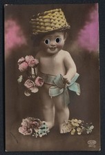 Geräusch-AK Puppe mit Glasaugen und Strohhut, Quietschgeräusch beim Drücken 193 