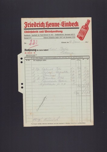 Einbeck rechnung 1941 - einbeck,,