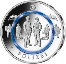 5 x 10 Euro 2024 " Polizei Komplettsatz " A D F G J "  bankfrisch Polymerring