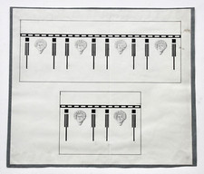 Entwurf für einen Art Deco Ornamentfries mit ägyptischen Köpfen , Zeichnung