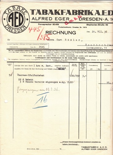 Werbe rechnung tabakfabrik - werbe,