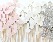 Kreuz Cupcake Topper Taufdeko