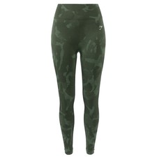 GYMSHARK Damen Tights B1A2K Adapt Camo Seamless Leggings Olivgrün / S + M /