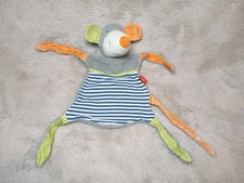 Maus Sigikid Schmusetuch Kuscheltuch blau weiß gestreift Nase orange