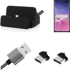 Ladestation für Samsung Galaxy S10+ (Dual-SIM) + USB-Typ C u. Micro-USB-Adapter