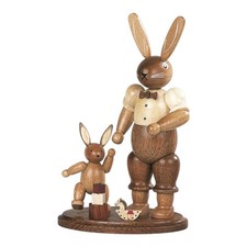 Bunny father with child wooden