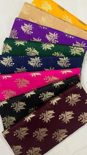 Floral gold jacquard banaras - floral,