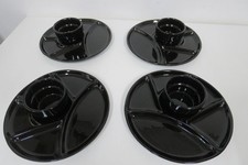 4 Fondueteller und 4 Schälchen  Käsefondue -  Antipasti - Grillteller schwarz