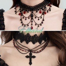 Choker Halsband Kropfband Halskette * Spitze Kreuz Kette * Vintage Punk Gothic