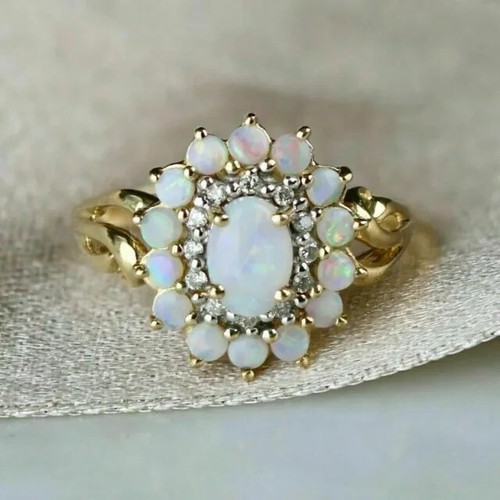Opal diamant halo cluster - diamant,