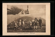 Ansichtskarte Stellingen, Scheuer´s Liliputaner, Zwerge an einem Hügel 